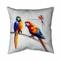 Fondo 20 x 20 in. Parrots on A Branch-Double Sided Print Indoor Pillow FO2791493